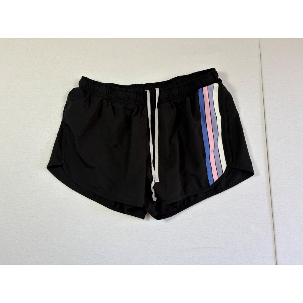 Old Navy Active Go-Dry Womens Medium Black Striped Running Shorts Athletic M